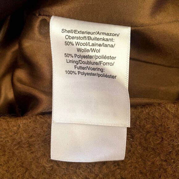 DKNY Women's Single Breasted Walker Coat Wool Blend‎ Teddy Brown Size Small - Picture 7 of 7